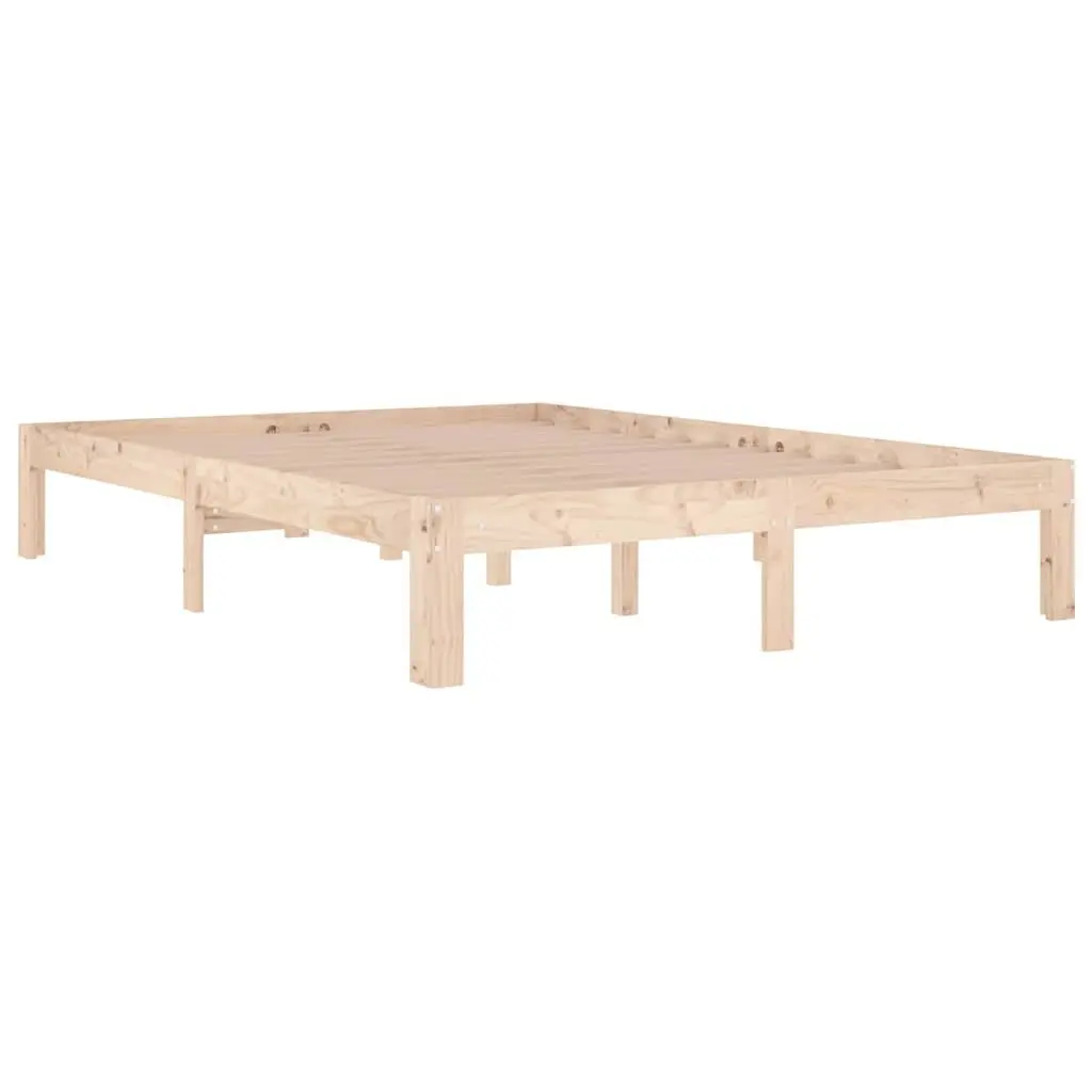 Wooden Bed Frame Double Size 135x190 cm Brown Solid Pine Wood
