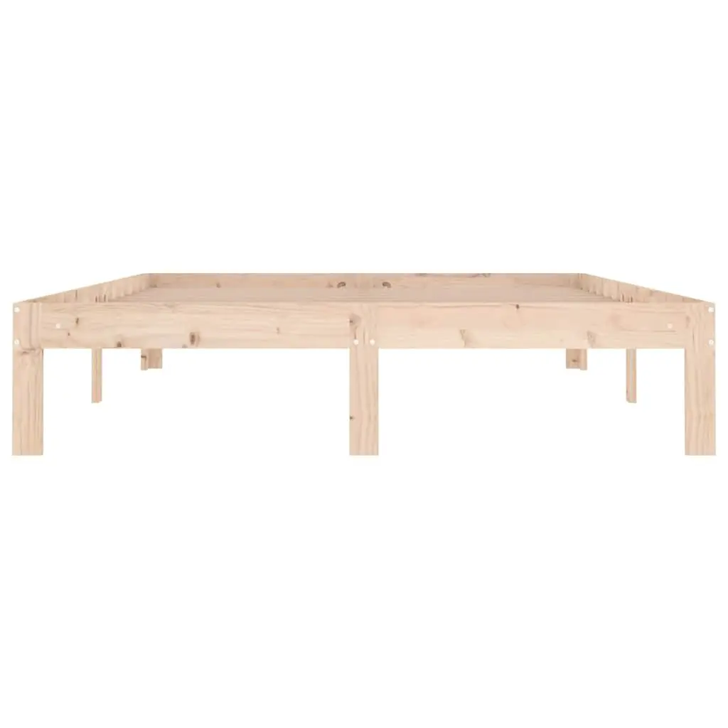 Wooden Bed Frame Double Size 135x190 cm Brown Solid Pine Wood
