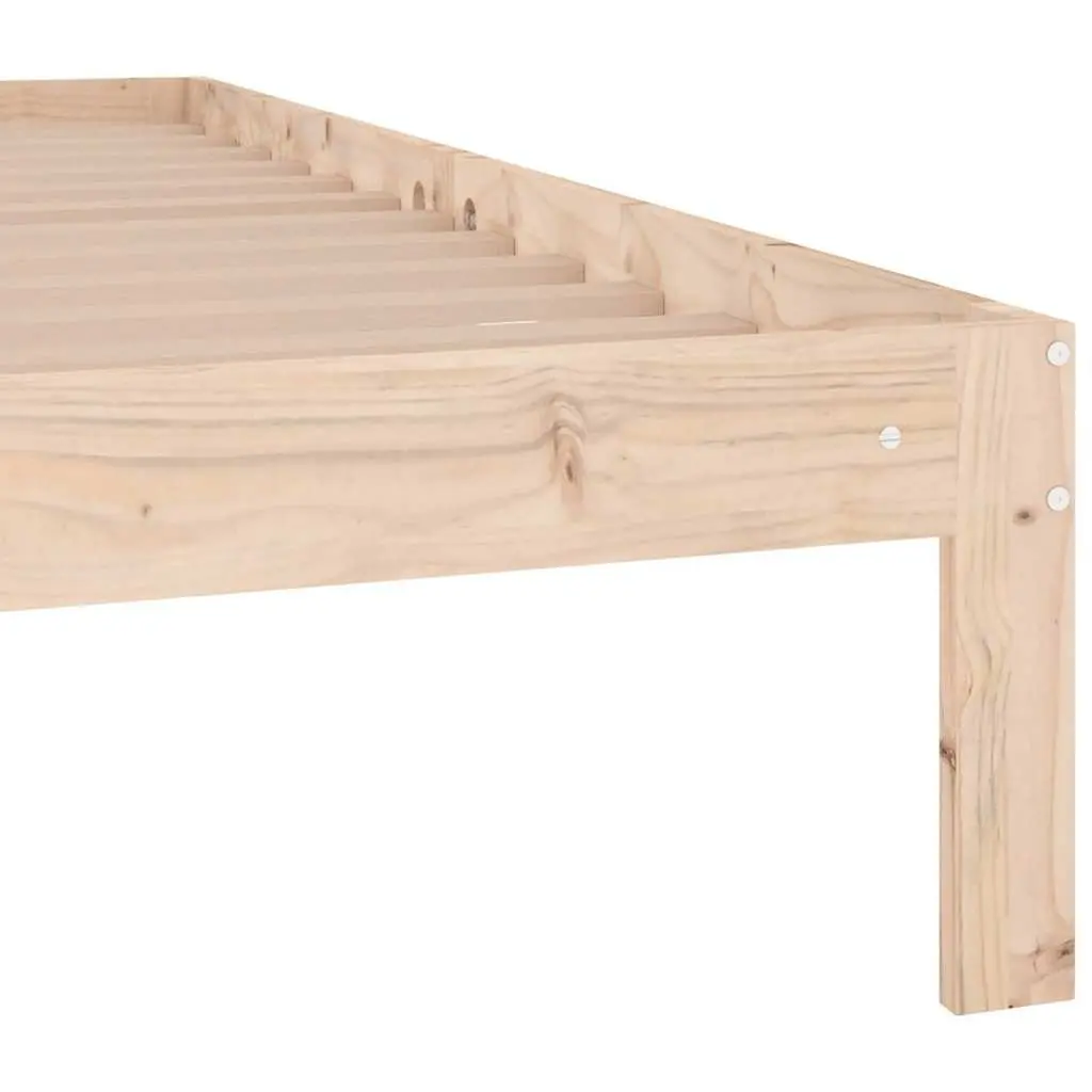 Wooden Bed Frame Double Size 135x190 cm Brown Solid Pine Wood