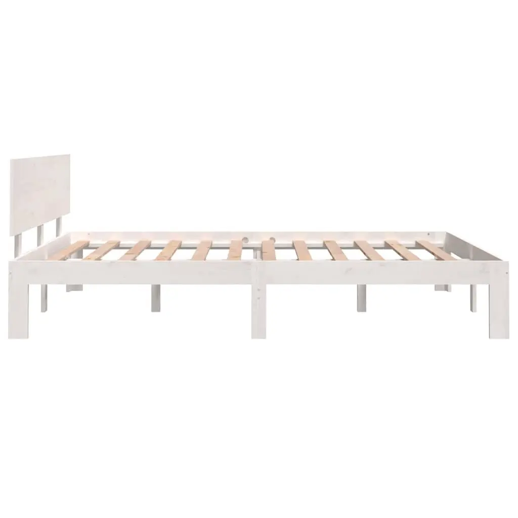 Wooden Bed Frame White 150x200cm Solid Pine Wood Slatted Base