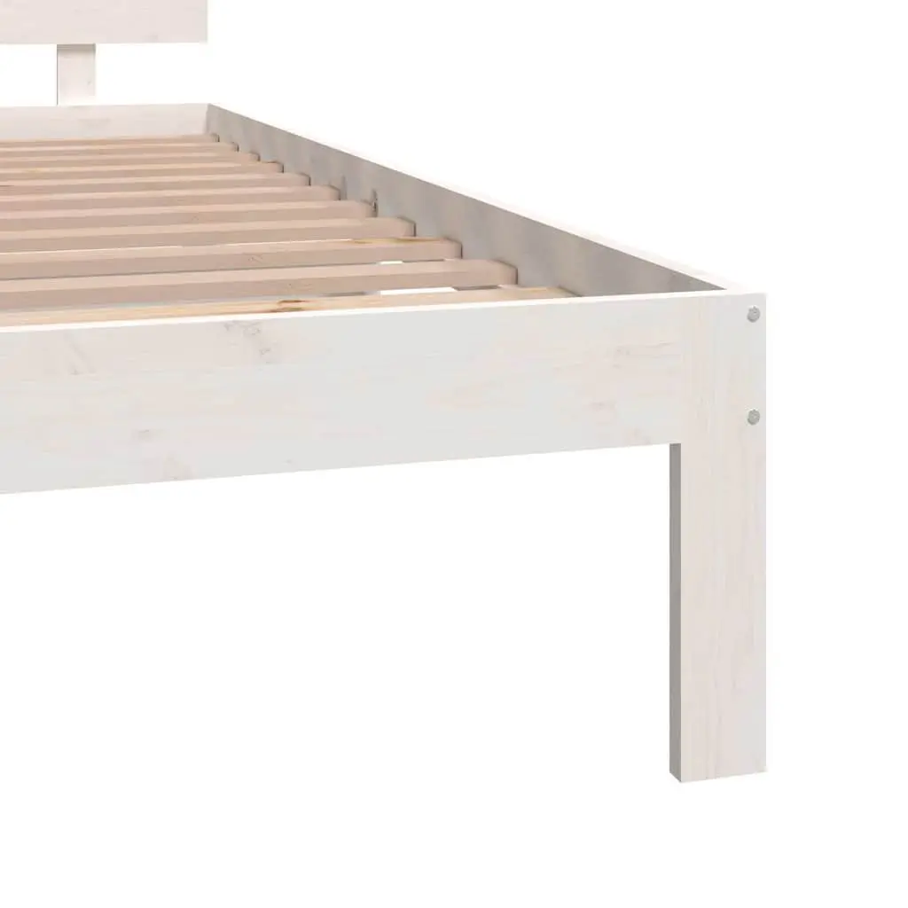 Wooden Bed Frame White 150x200cm Solid Pine Wood Slatted Base