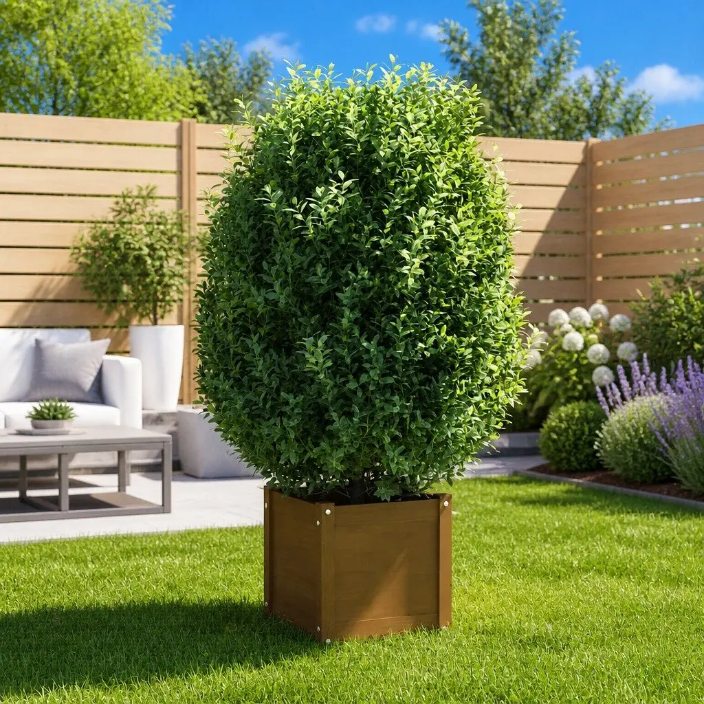 Wooden Garden Planter Brown 40x40x40 cm Solid Pinewood Flower Box Pot