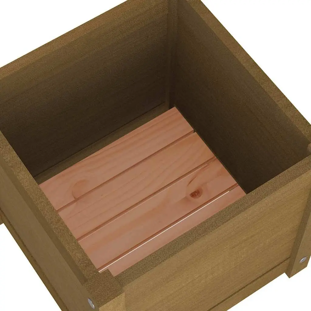 Wooden Garden Planter Brown 40x40x40 cm Solid Pinewood Flower Box Pot