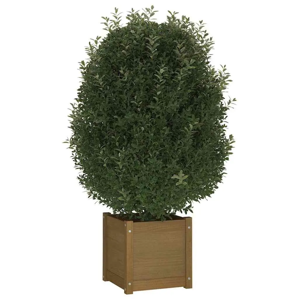 Wooden Garden Planter Brown 40x40x40 cm Solid Pinewood Flower Box Pot