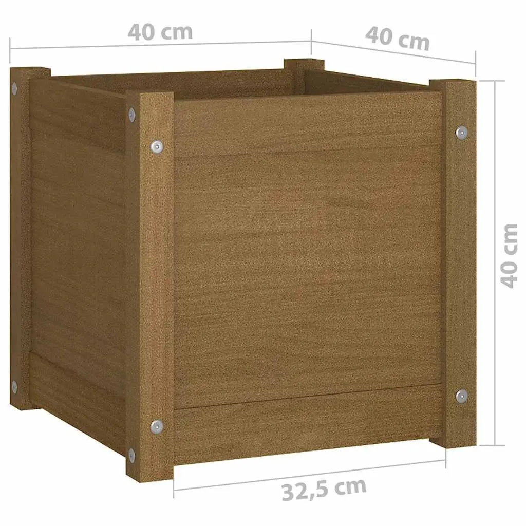 Wooden Garden Planter Brown 40x40x40 cm Solid Pinewood Flower Box Pot