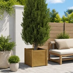Garden Planter Box 50x50x50cm Deep Wide Outdoor Flower Pot Brown Solid Wood