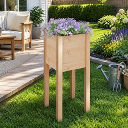 Wooden Garden Planter Box 31x31x70 cm for Your Garden