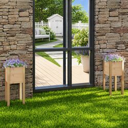 Reliable Outdoor Wooden Garden Planters Set