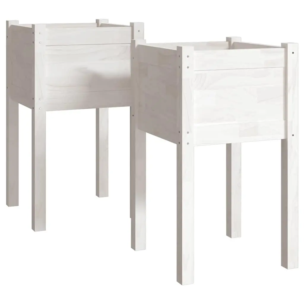 Garden Planters Raised Flower Bed Box 40x40x70 cm White 2 pcs