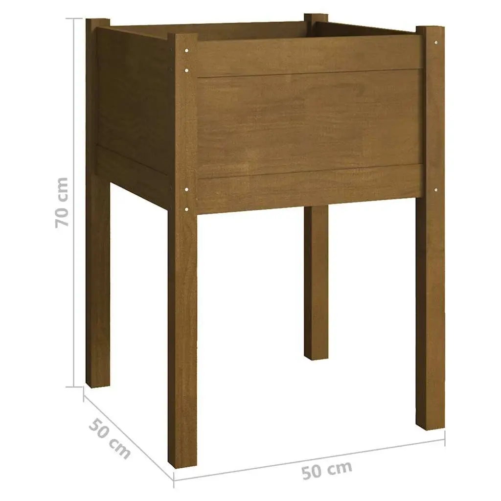 Wooden Garden Planter Raised Bed Outdoor Flower Box 50x50x70cm Brown