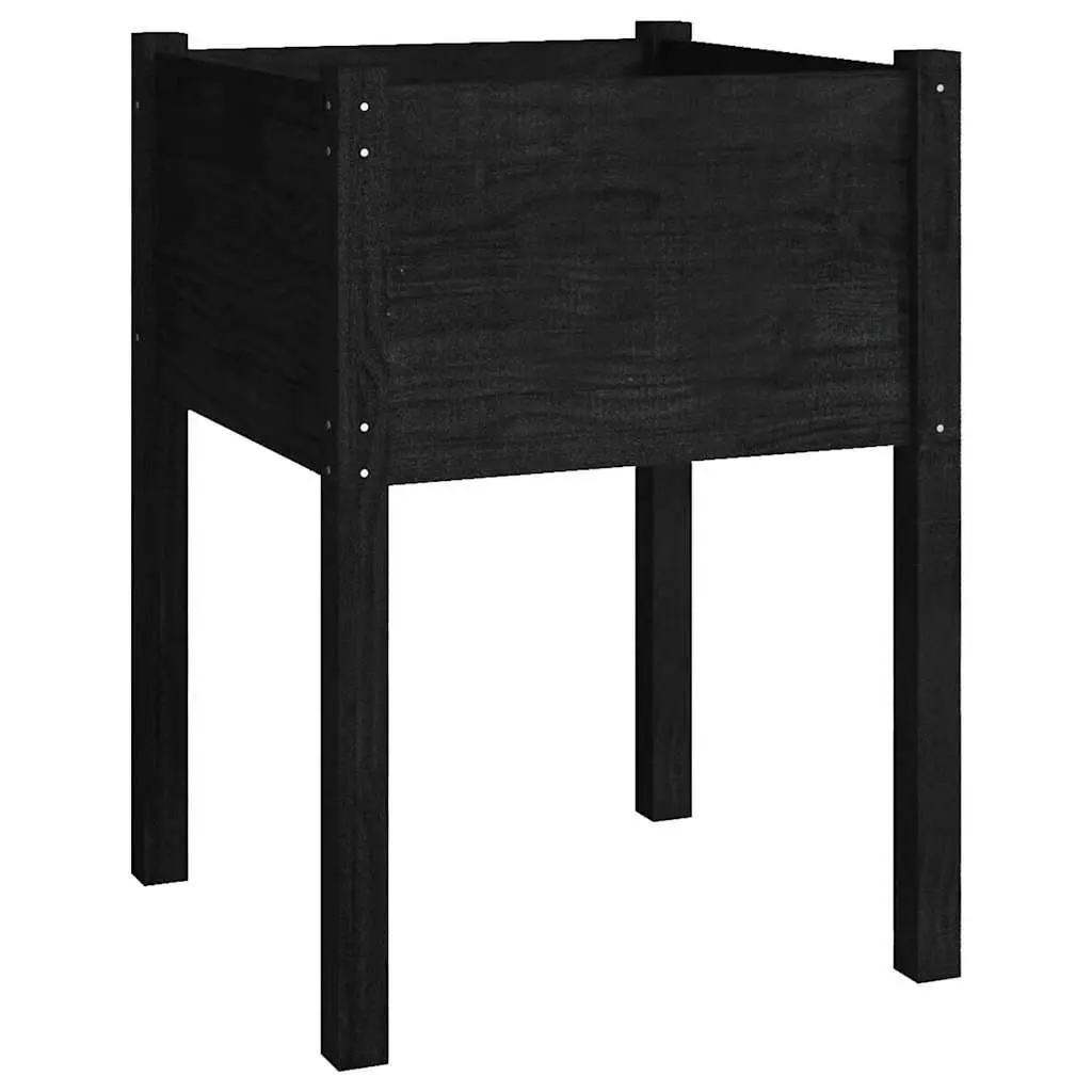 Garden Planter Box Outdoor Raised Bed 50 x 50 x 70 cm Black Solid Pinewood