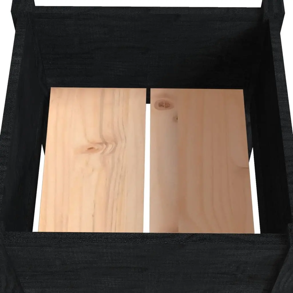 Garden Planter Box Outdoor Raised Bed 50 x 50 x 70 cm Black Solid Pinewood
