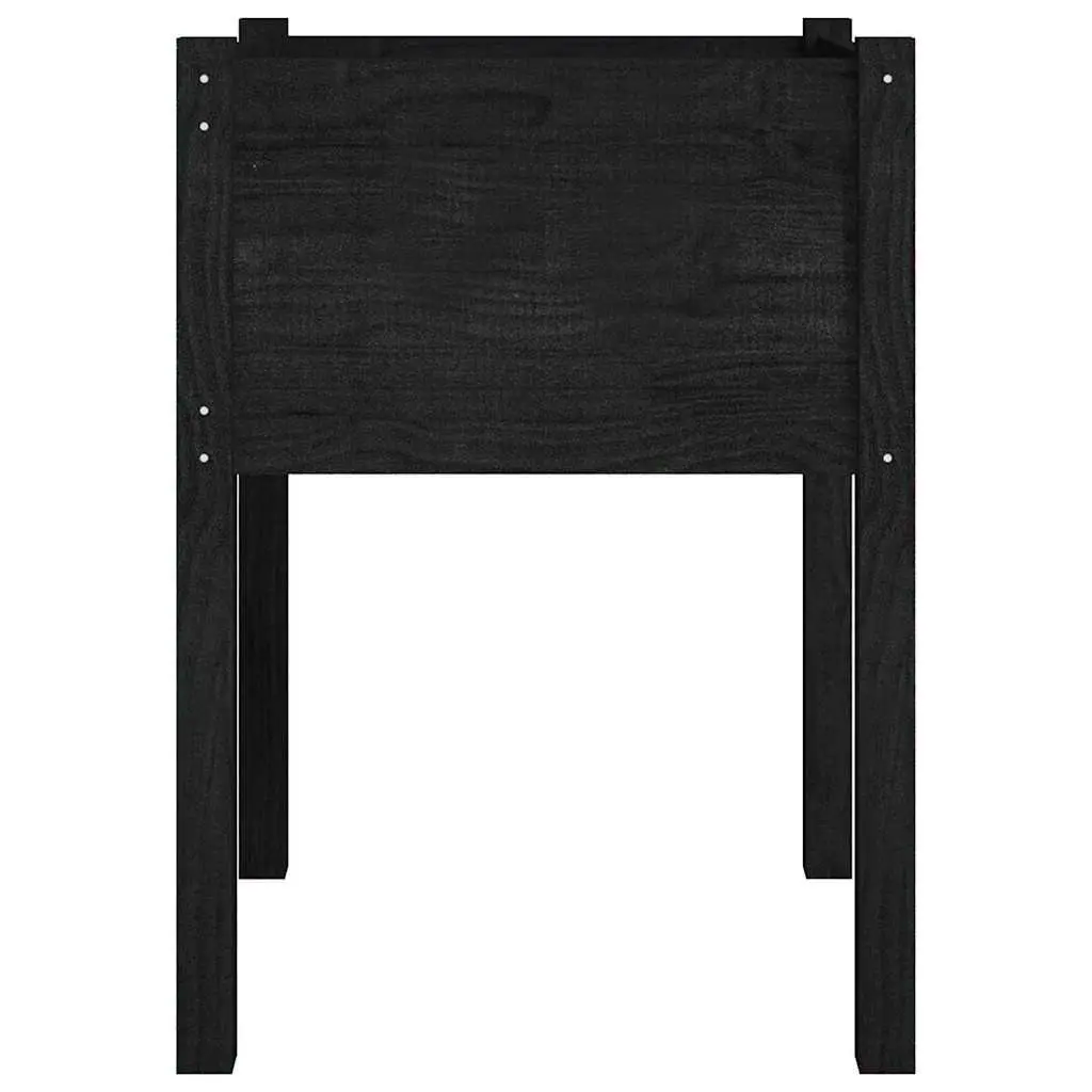 Raised Flower Bed Box Black Wooden Planters 50x50x70 cm Garden 2 Pieces