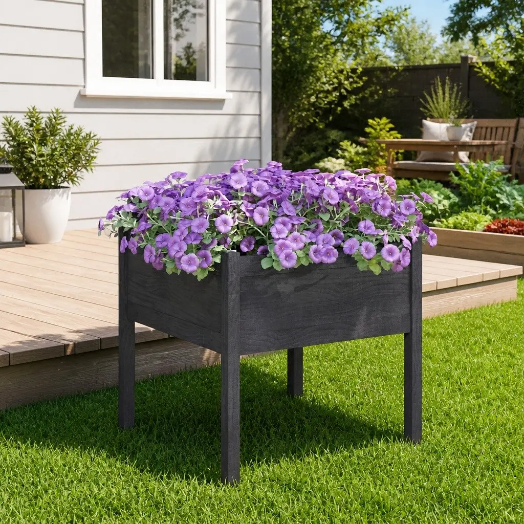 Garden Planter Box Outdoor Flower Pot 70x70x70 cm Grey Solid Wood