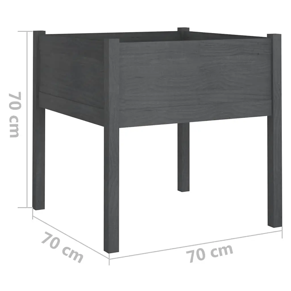 Garden Planter Box Outdoor Flower Pot 70x70x70 cm Grey Solid Wood