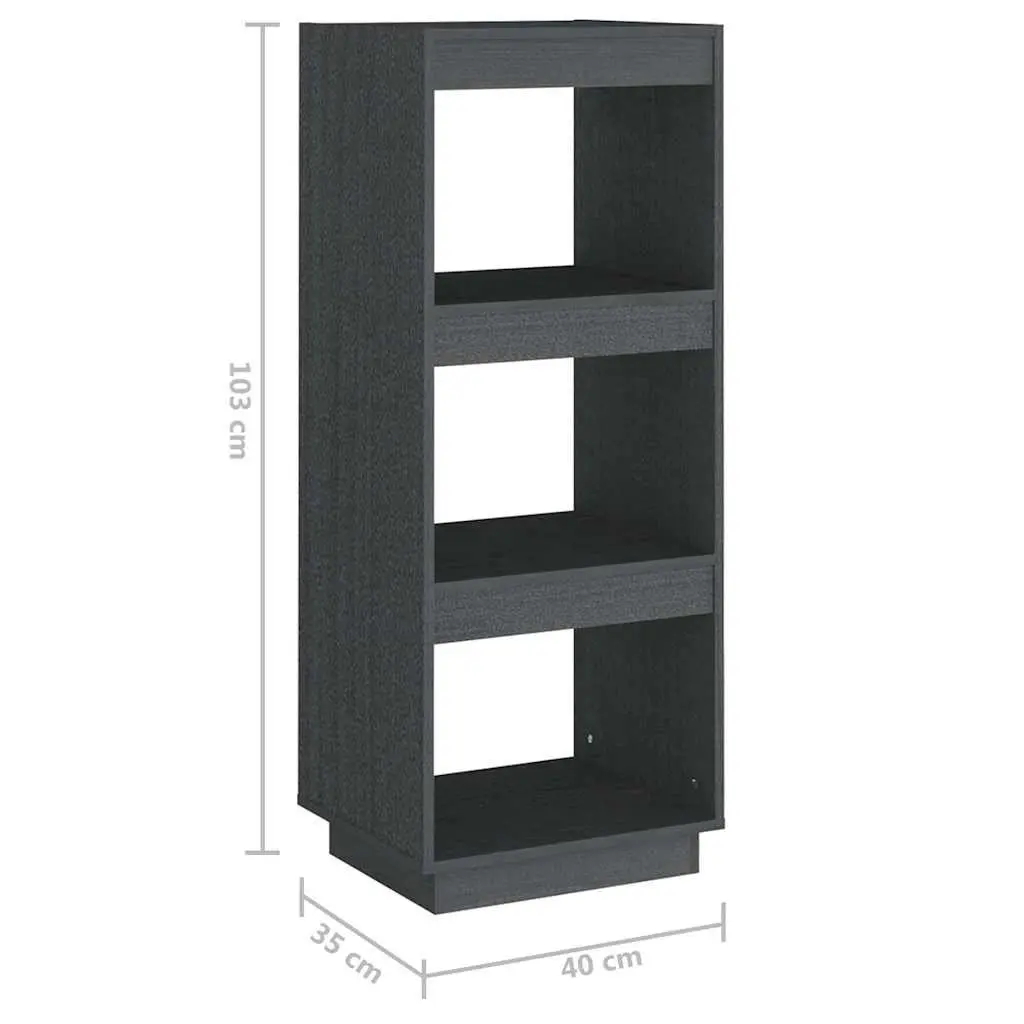 Book Cabinet Room Divider Bookshelf Grey Solid Pinewood 40x35x103cm