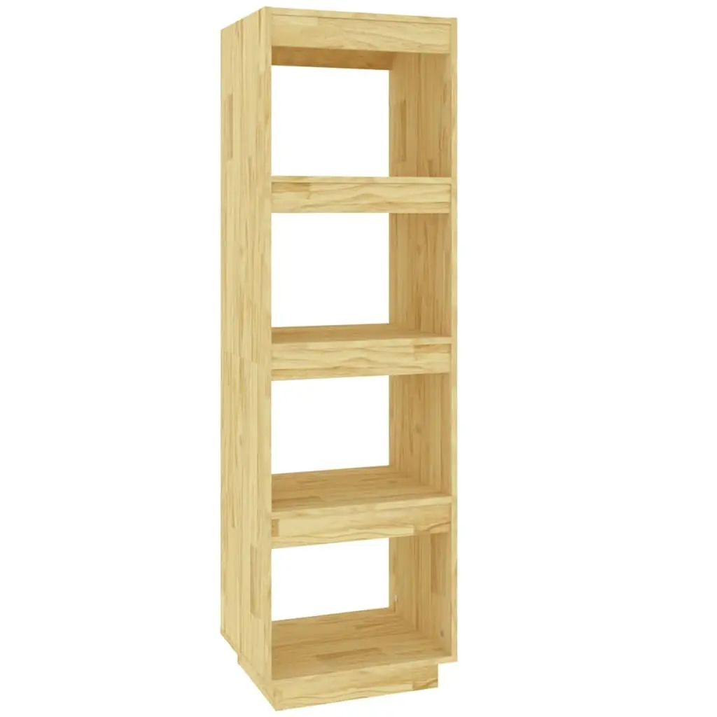 Solid Pinewood Book Cabinet Standing Shelf Room Divider Brown 40x35x135 cm