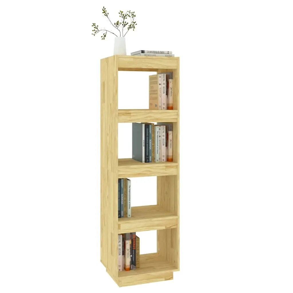 Solid Pinewood Book Cabinet Standing Shelf Room Divider Brown 40x35x135 cm