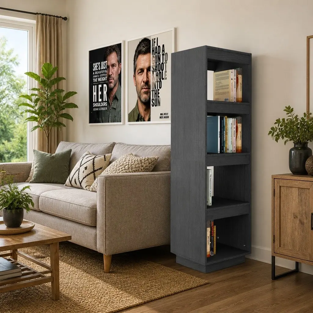 Grey Wooden Book Cabinet for Home Organization