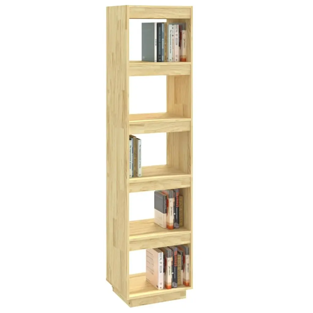 Book Cabinet Room Divider Solid Pinewood Bookshelf Storage 40x35x167cm Brown