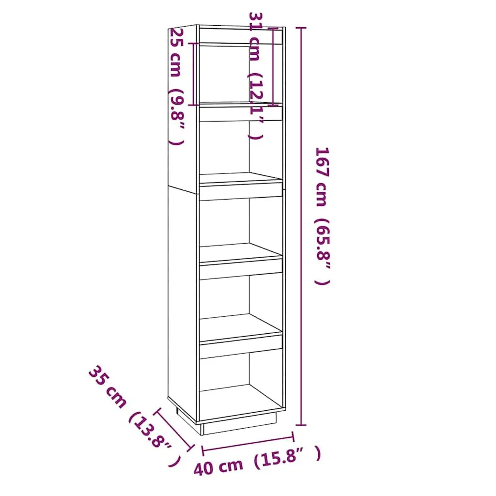 Book Cabinet Room Divider Solid Pinewood Bookshelf Storage 40x35x167cm Brown