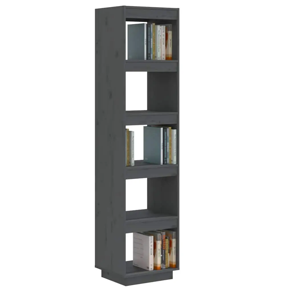 Book Cabinet Room Divider Storage Shelf Grey 40x35x167 cm Solid Pine Wood