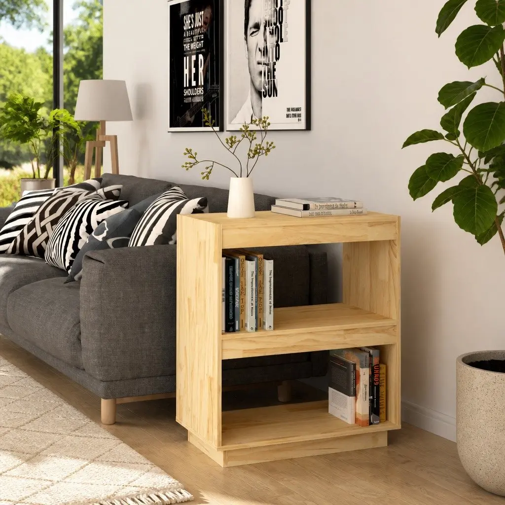 Wooden Book Cabinet Storage Shelf Organizer 60x35x71cm Brown