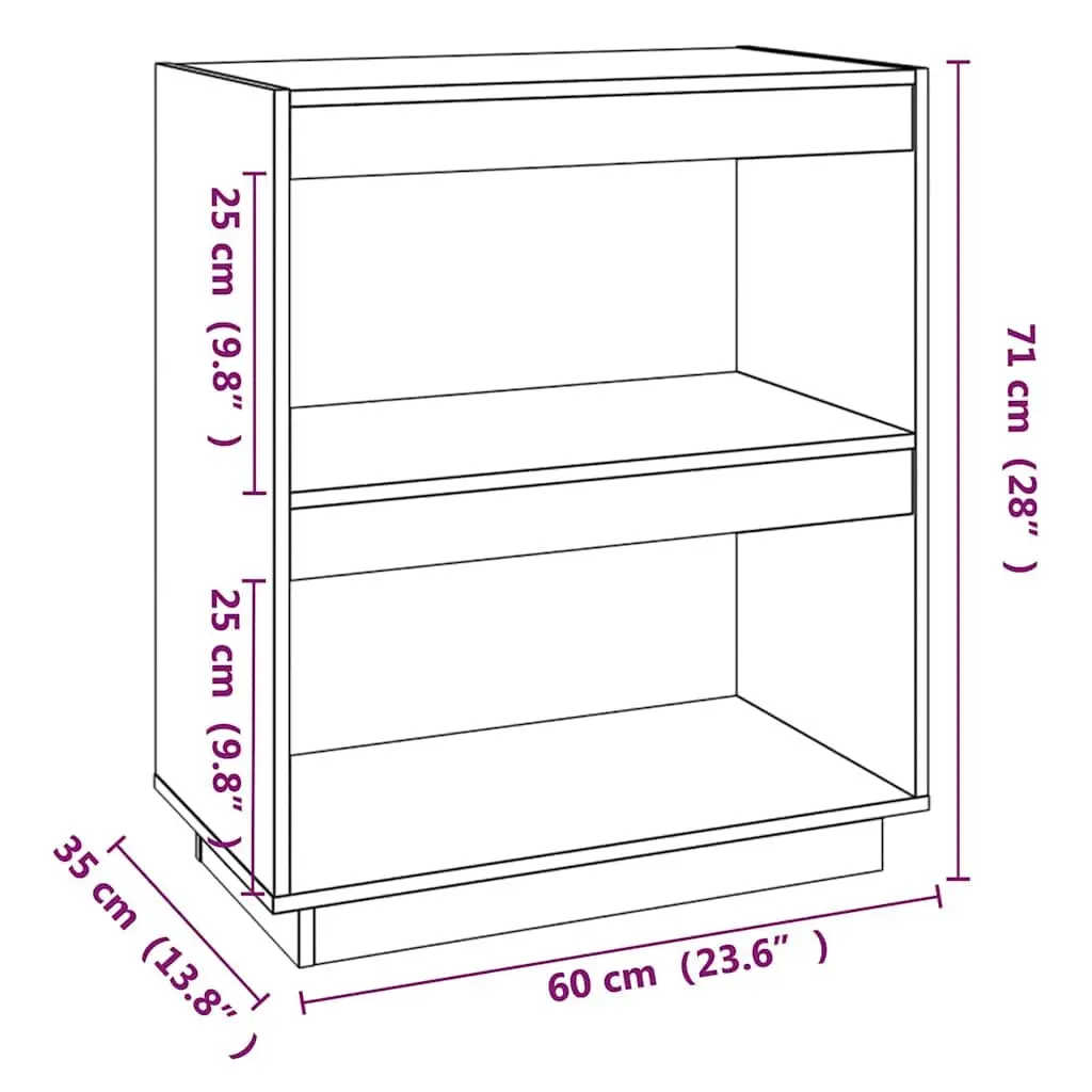 Wooden Book Cabinet Storage Shelf Organizer 60x35x71cm Brown