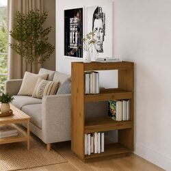 Reliable Honey Brown Book Cabinet with Room Dividing Capability