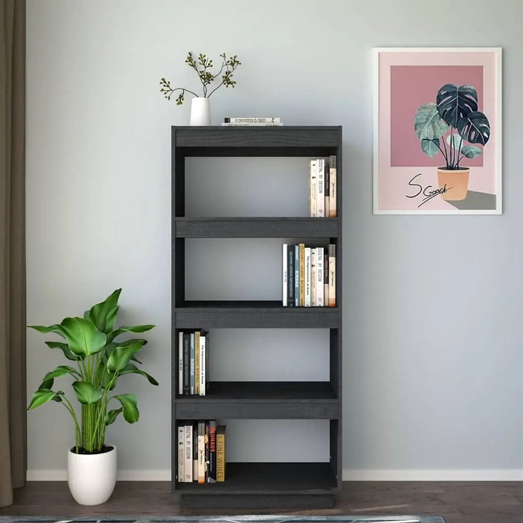 Grey Wooden Book Cabinet with Room Divider Function