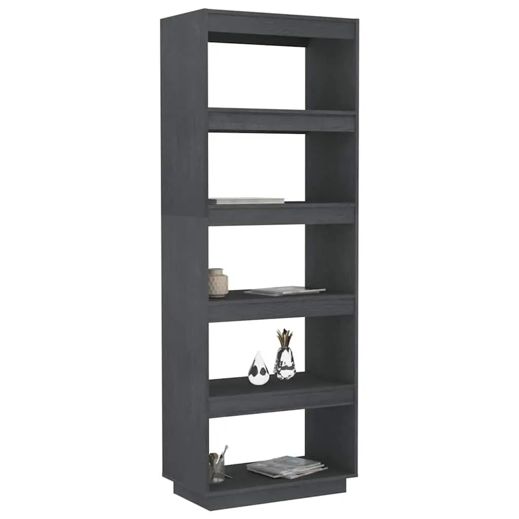 Grey Solid Pinewood Book Cabinet and Room Divider