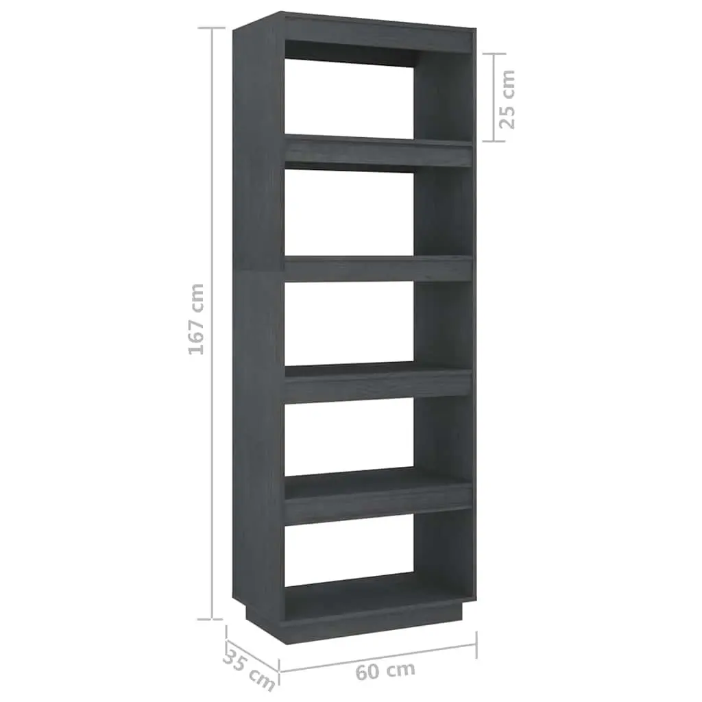 Grey Solid Pinewood Book Cabinet and Room Divider