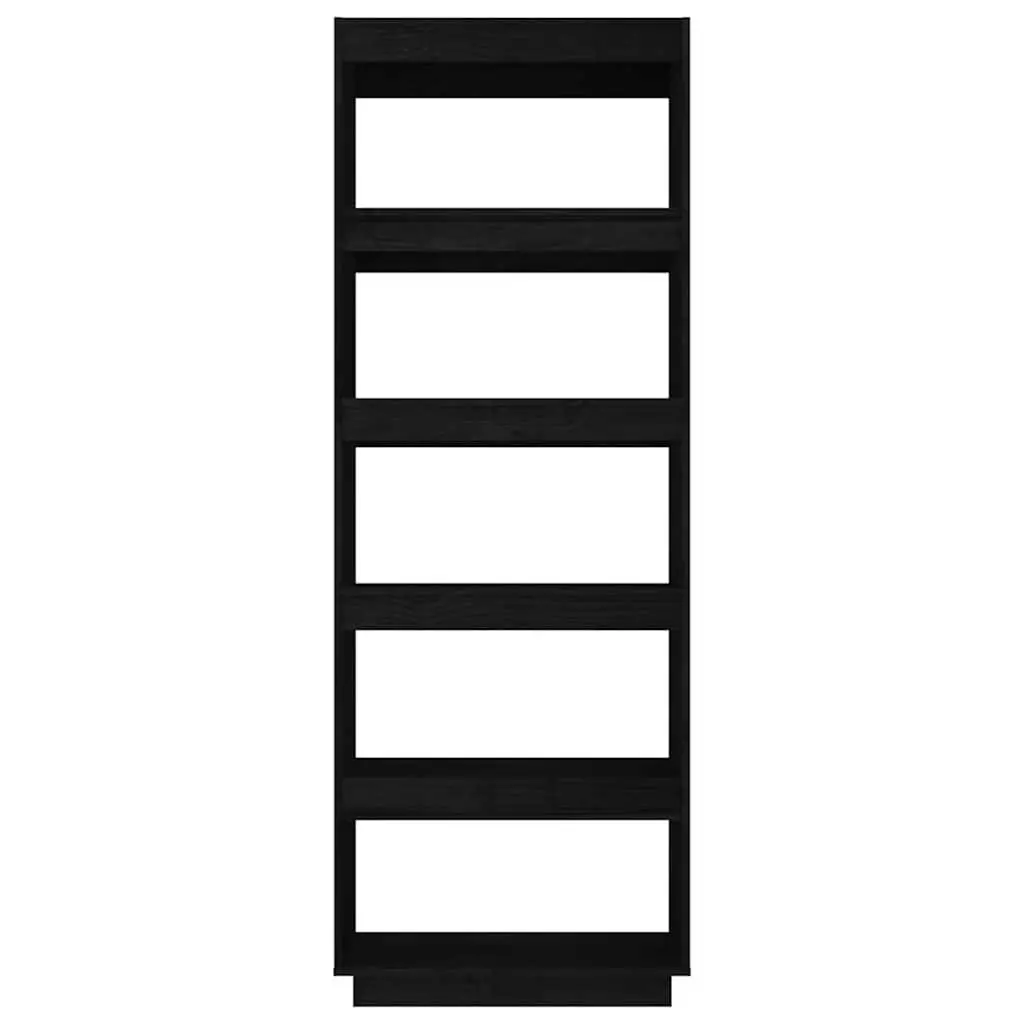 Book Cabinet Room Divider Solid Pinewood Shelving Unit Storage 60W x 35D x 167H cm Black