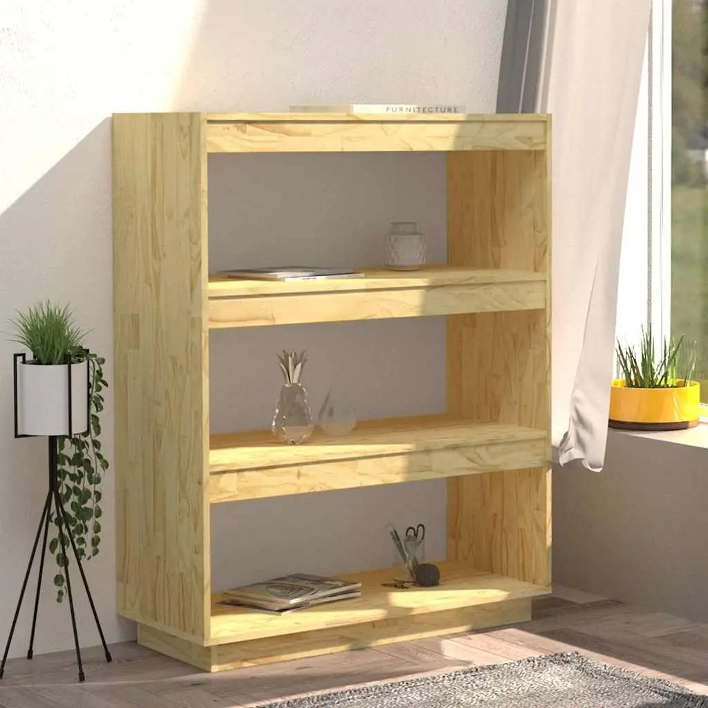 Solid Pinewood Book Cabinet Room Divider Standing Shelves Storage Bookcase