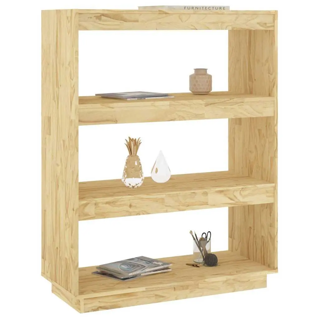 Solid Pinewood Book Cabinet Room Divider Standing Shelves Storage Bookcase