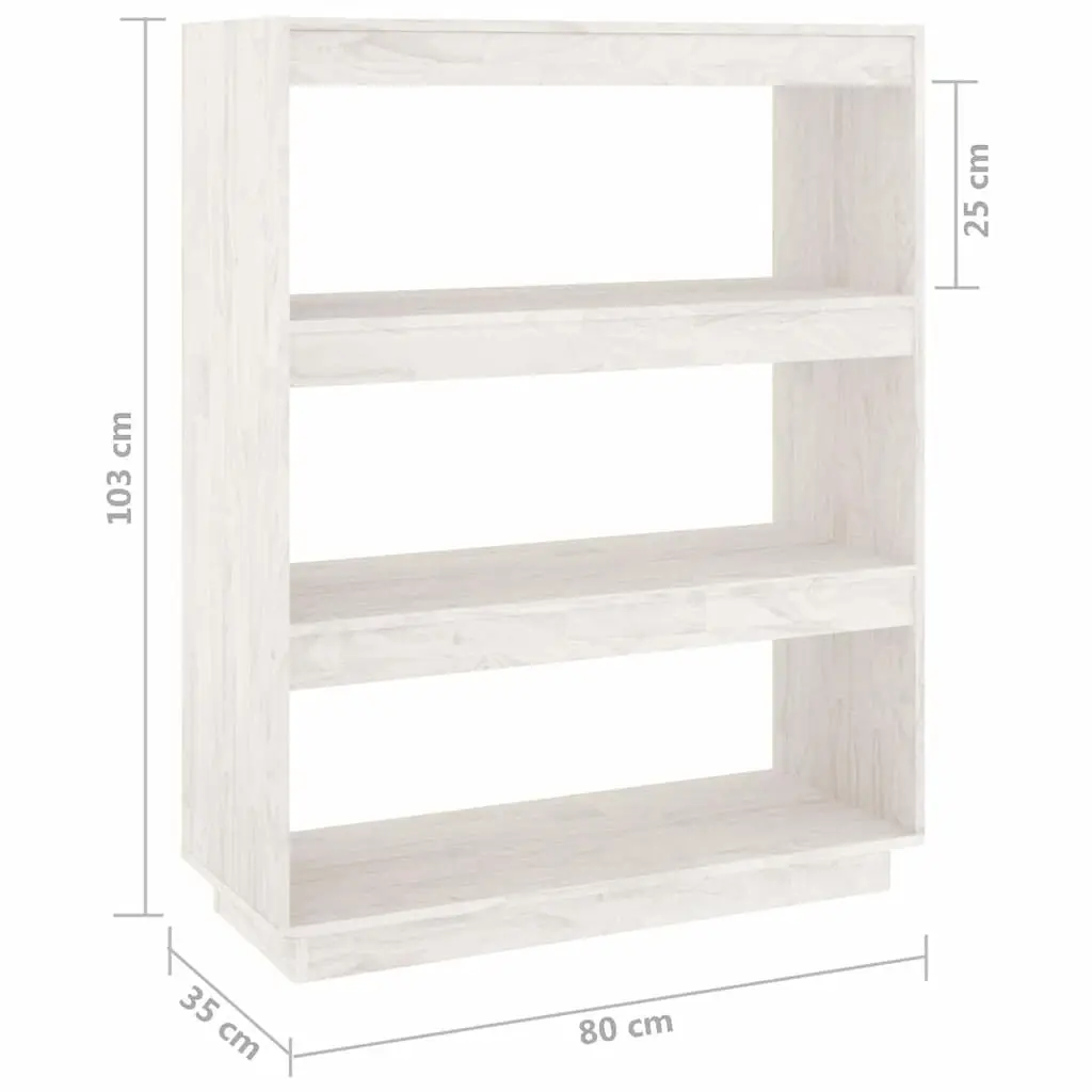 Book Cabinet Room Divider Storage Organiser White Wooden Shelving Unit 80W x 35D x 103H cm