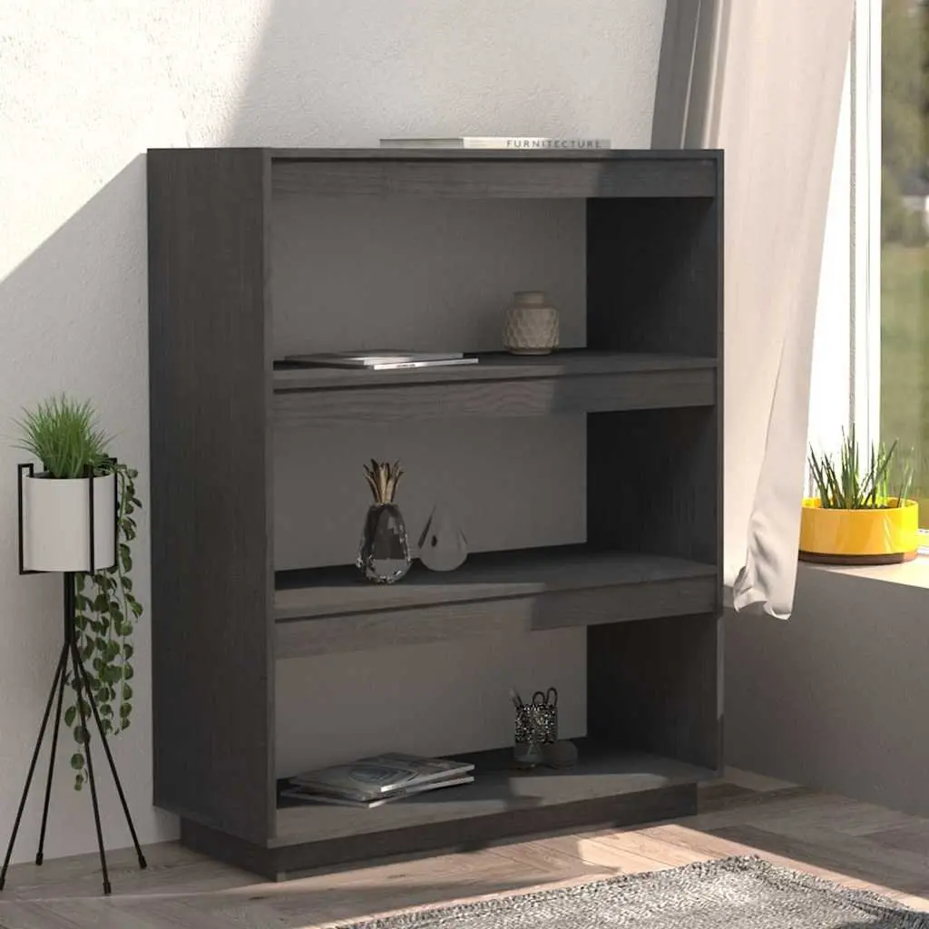 Wooden Book Cabinet Room Divider Storage Organiser 80x35x103cm Grey