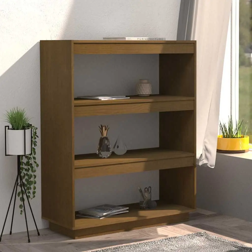 Wooden Book Cabinet Room Divider Honey Brown 80x35x103cm