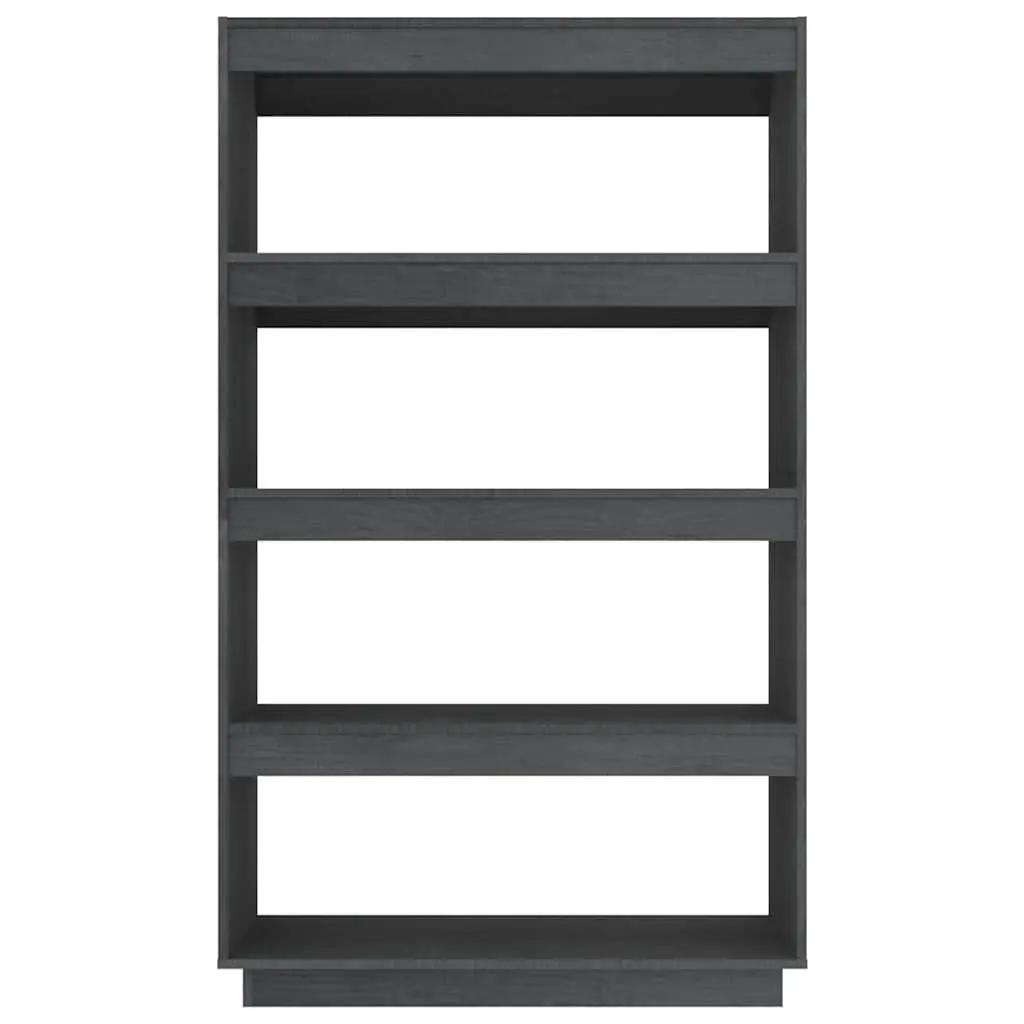 Book Cabinet Room Divider Grey Solid Pinewood Shelving Unit Storage Organizer
