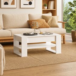 Reliable Coffee Table with Storage Shelf in White