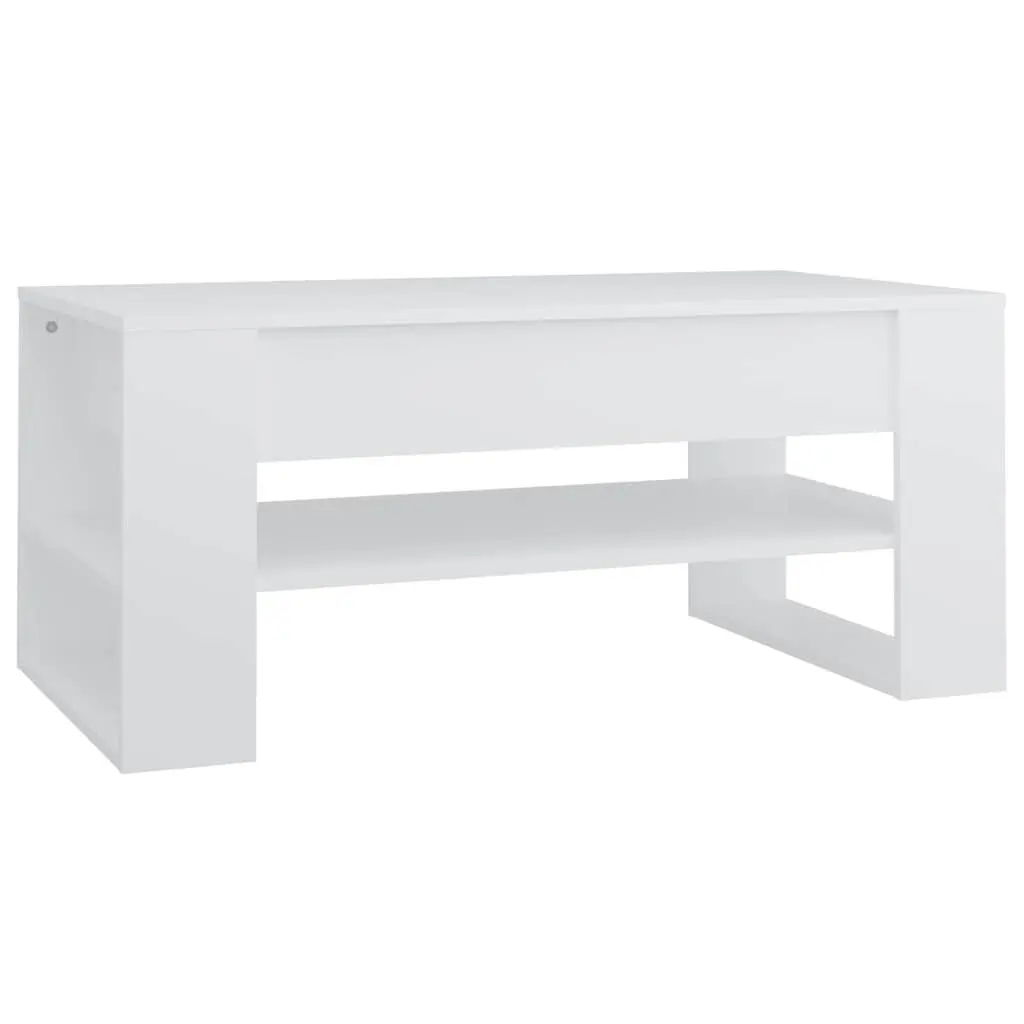 Coffee Table with Storage Shelf in White