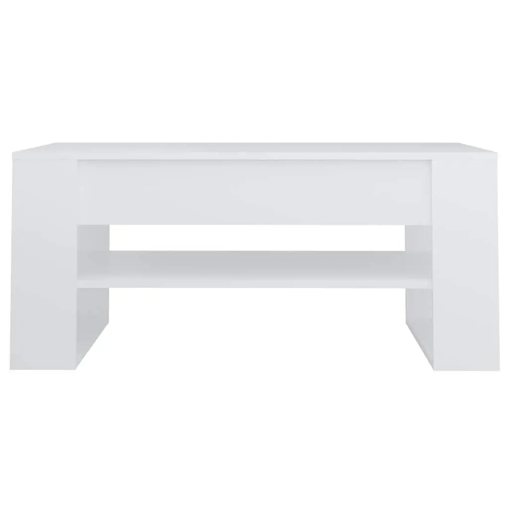 Coffee Table with Storage Shelf in White