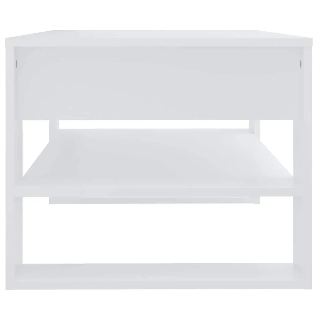 Coffee Table with Storage Shelf in White