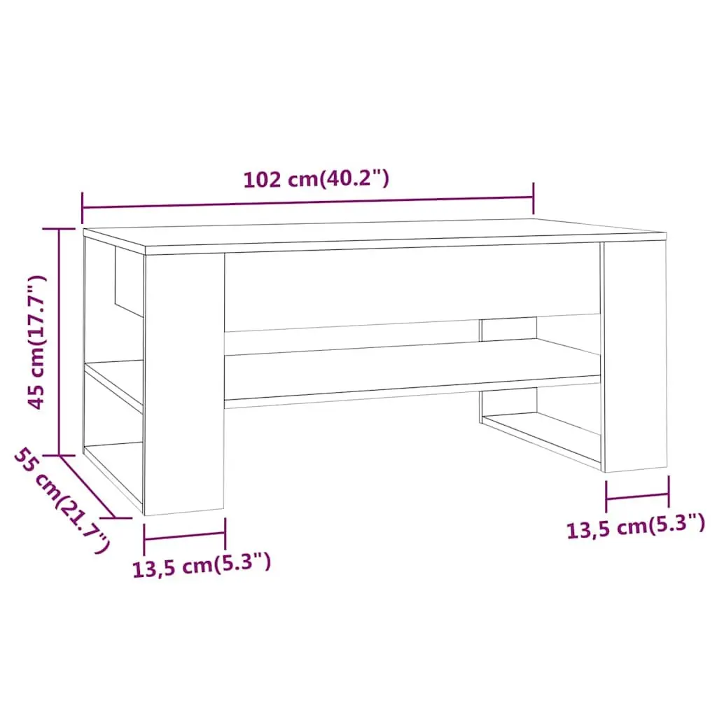Coffee Table with Storage Shelf in White