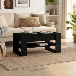 Quality Black Coffee Table with Storage Shelf—Perfect for Living Rooms