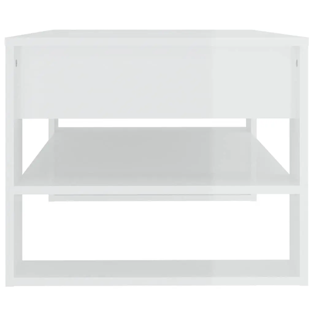 Coffee Table Storage Shelf 102cm White High Gloss