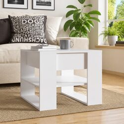 Practical White Coffee Table with Storage Options 55.5x55x45cm