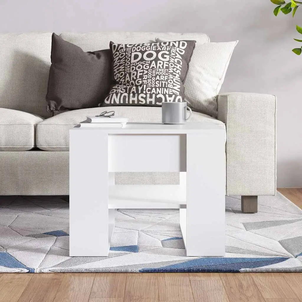 Coffee Table Storage Shelf 55.5x55x45cm White