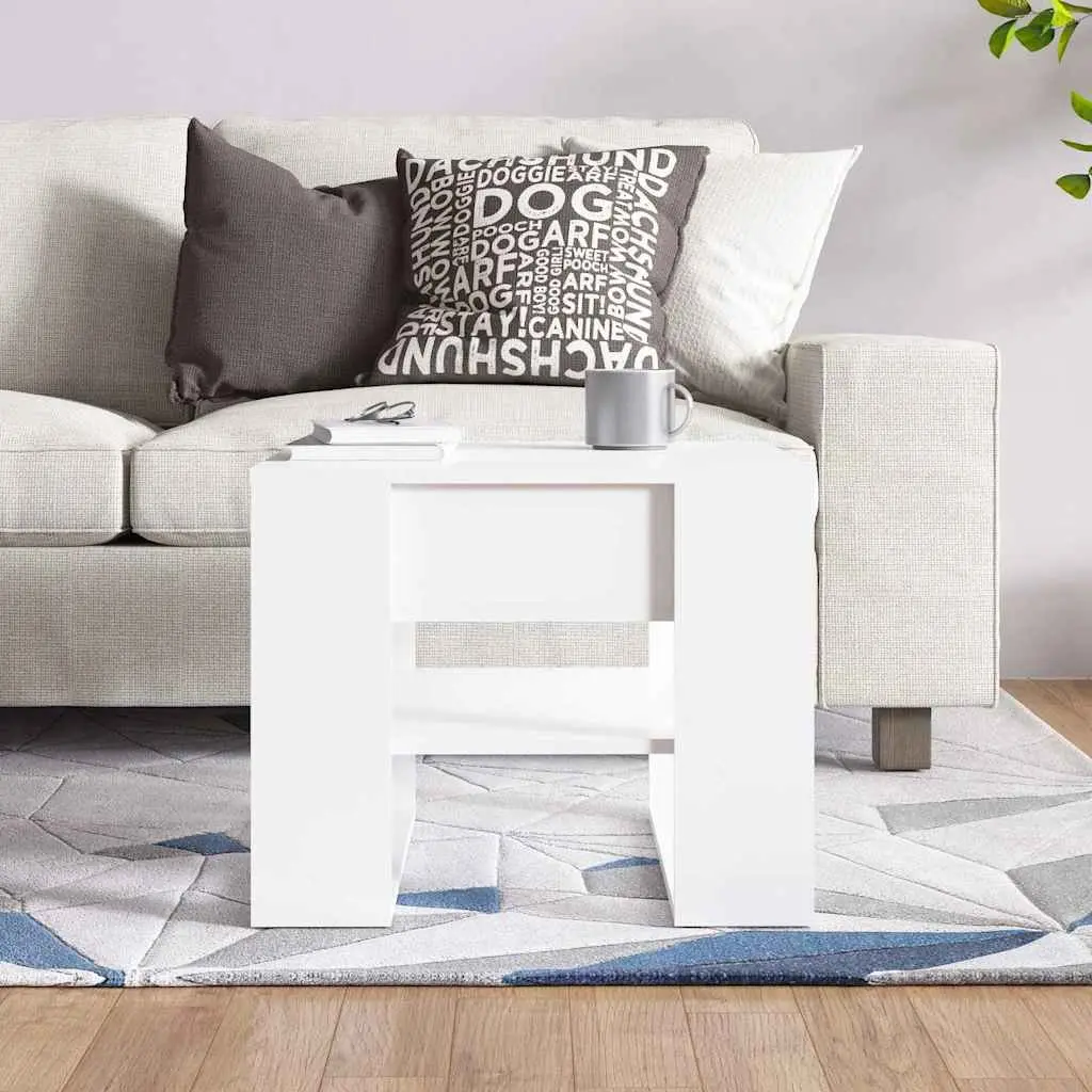 High Gloss White Coffee Table with Shelf