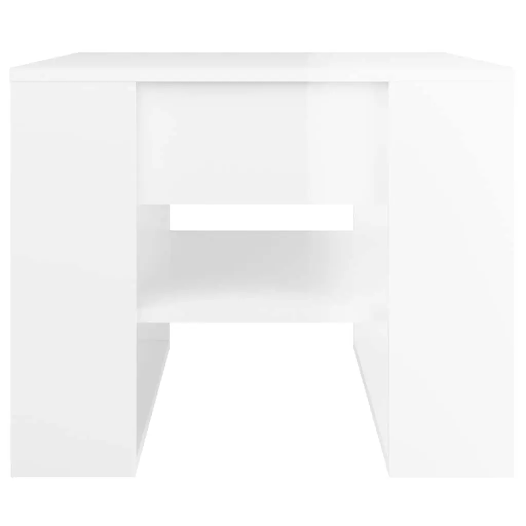 High Gloss White Coffee Table with Shelf